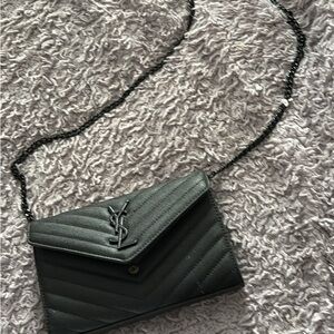 Yves Saint Laurent Black Chevron Clutch